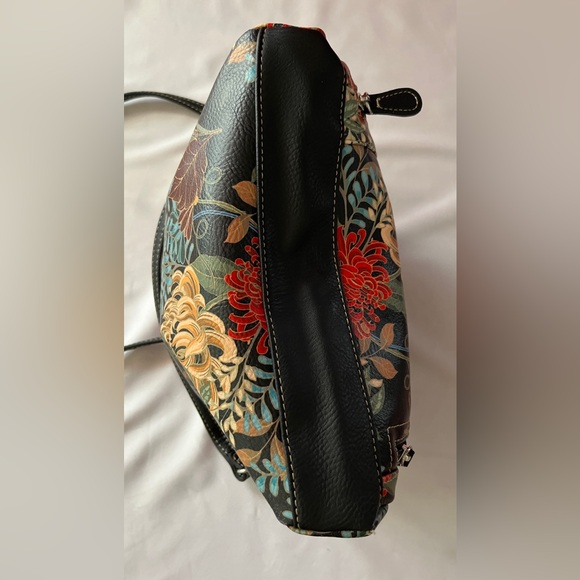 Multisac Black with Multicolor Flowers Crossbody Purse - Picture 8 of 12